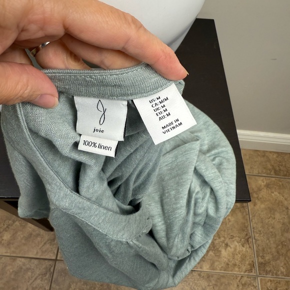 JOIE 100% linen cap sleeve Henley in sea foam medium - Picture 7 of 10